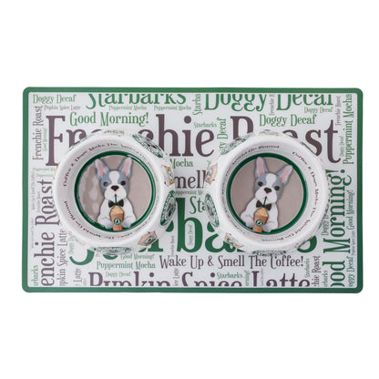 Starbarks Dog Bowls & Mat Set, above - Trendy Dog Boutique