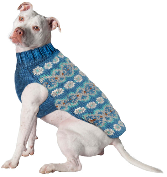 Alpaca Teal Fairisle Dog Sweater - Trendy Dog Boutique