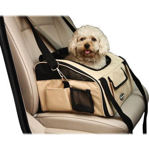 Ultra-Lock Folding Dog Car Seat, khaki - Trendy Dog Boutique