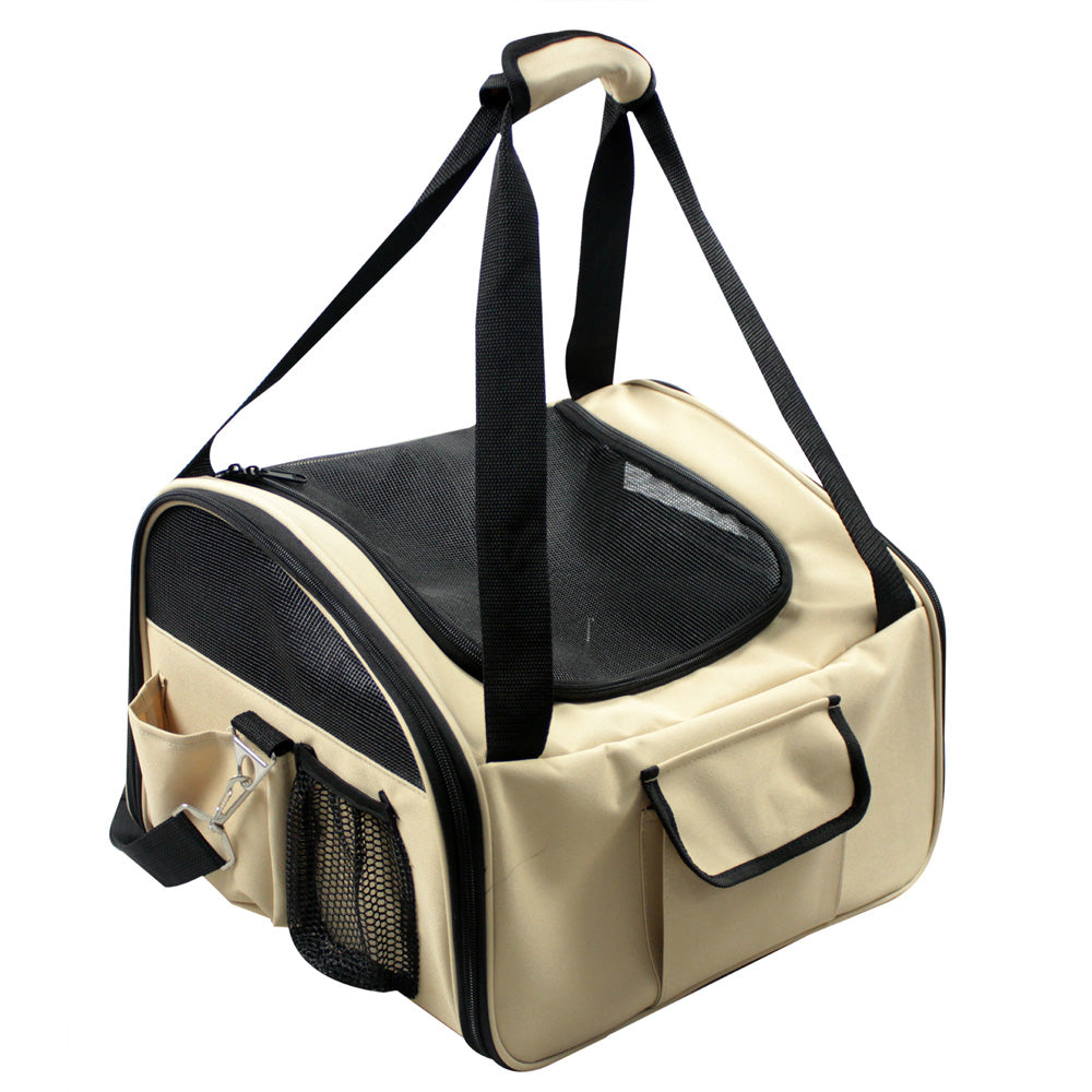 Ultra-Lock Folding Dog Car Seat, khaki - Trendy Dog Boutique
