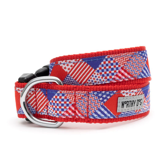 Americana Dog Collar, Front View - Trendy Dog Boutique