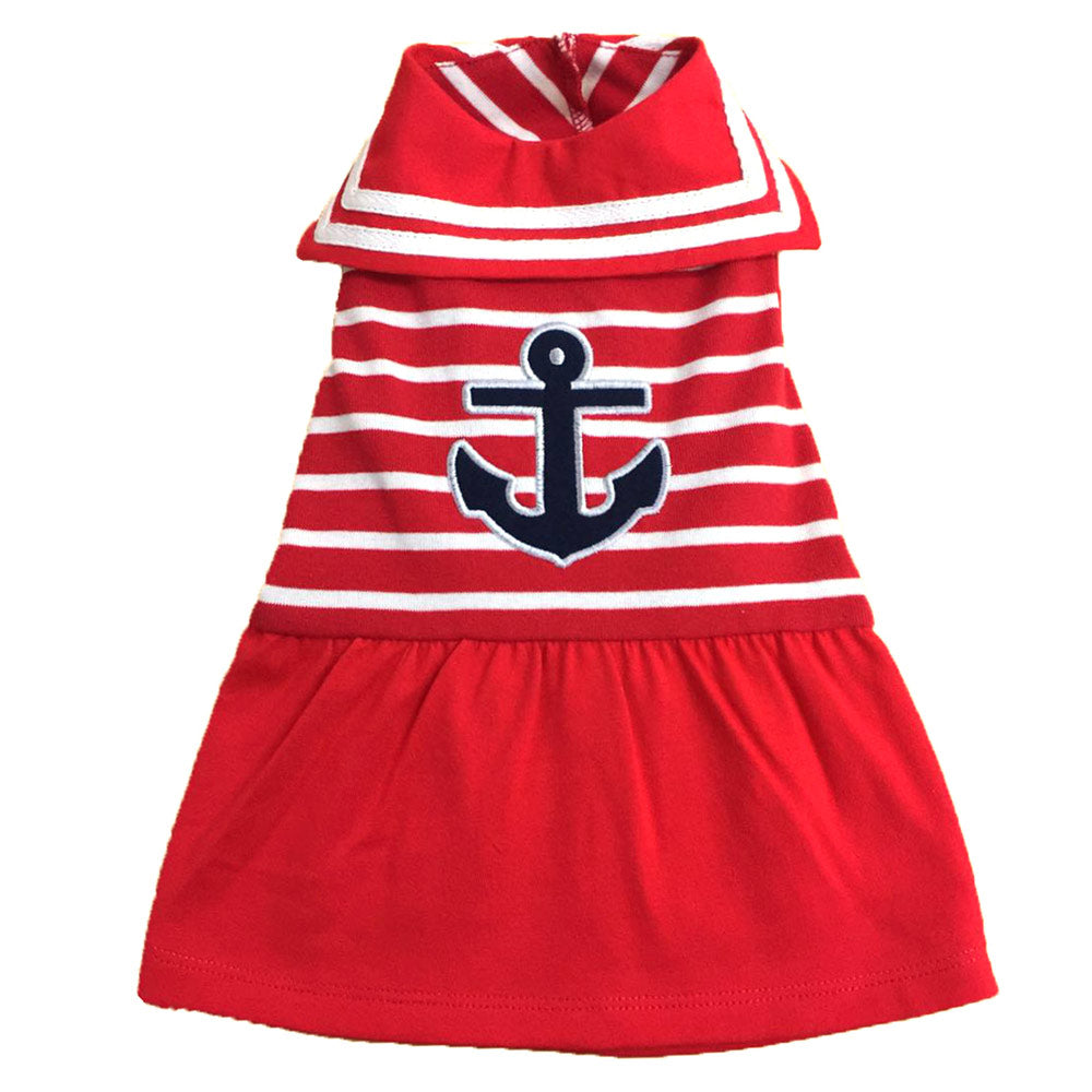 Sailor Anchor Dog Dress, Front View - Trendy Dog Boutique