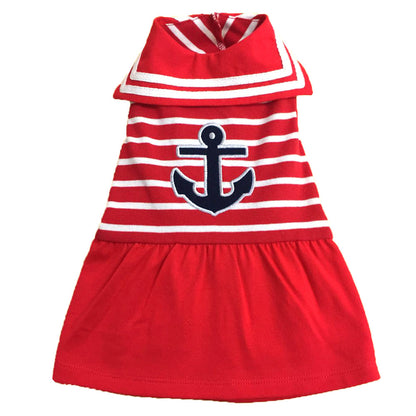 Sailor Anchor Dog Dress, Front View - Trendy Dog Boutique