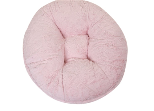 Light Pink Mink Round Dog Bed, Top View - Trendy Dog Boutique