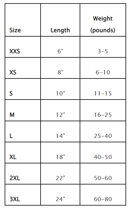 Snowflake and Hearts Dog Sweater, Size Chart - Trendy Dog Boutique
