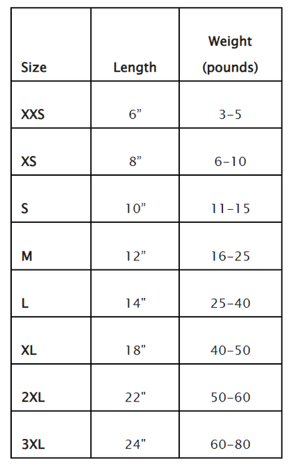 Snowflake and Hearts Dog Sweater, Size Chart - Trendy Dog Boutique