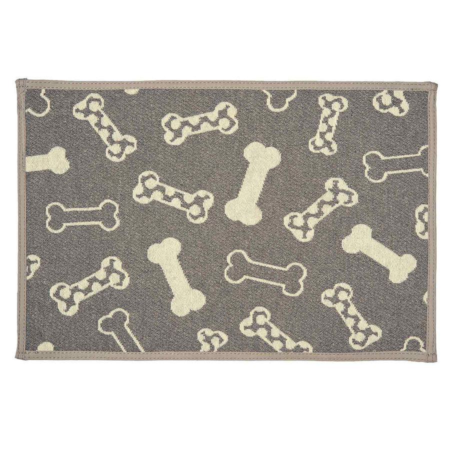 Dog Bones Dog Bowl Mat, Top View - Trendy Dog Boutique