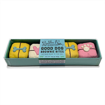 Brownie Bites Dog Treat Box, Packaging, Front View - Trendy Dog Boutique