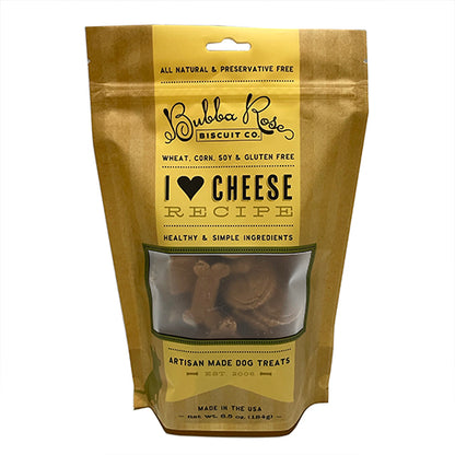 I Heart Cheese Biscuit Dog Treats Bag, front - Trendy Dog Boutique