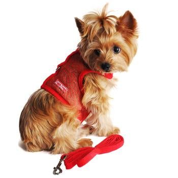 Cool Mesh Classic Red Dog Harness, On Dog, Rear View - Trendy Dog Boutique