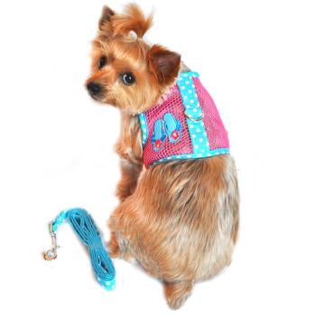 Cool Mesh Dog Harness Under the Sea Collection Pink and Blue Flip Flop - Trendy Dog Boutique