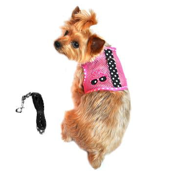 Cool Mesh Dog Harness Under the Sea Collection Sunglasses Pink and Black Polka Dot - Trendy Dog Boutique