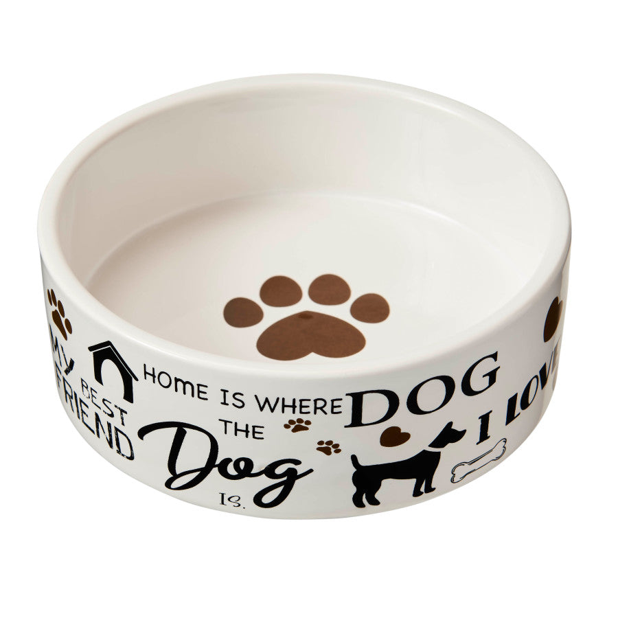 I Love Dogs Dog Bowl, Front View - Trendy Dog Boutique