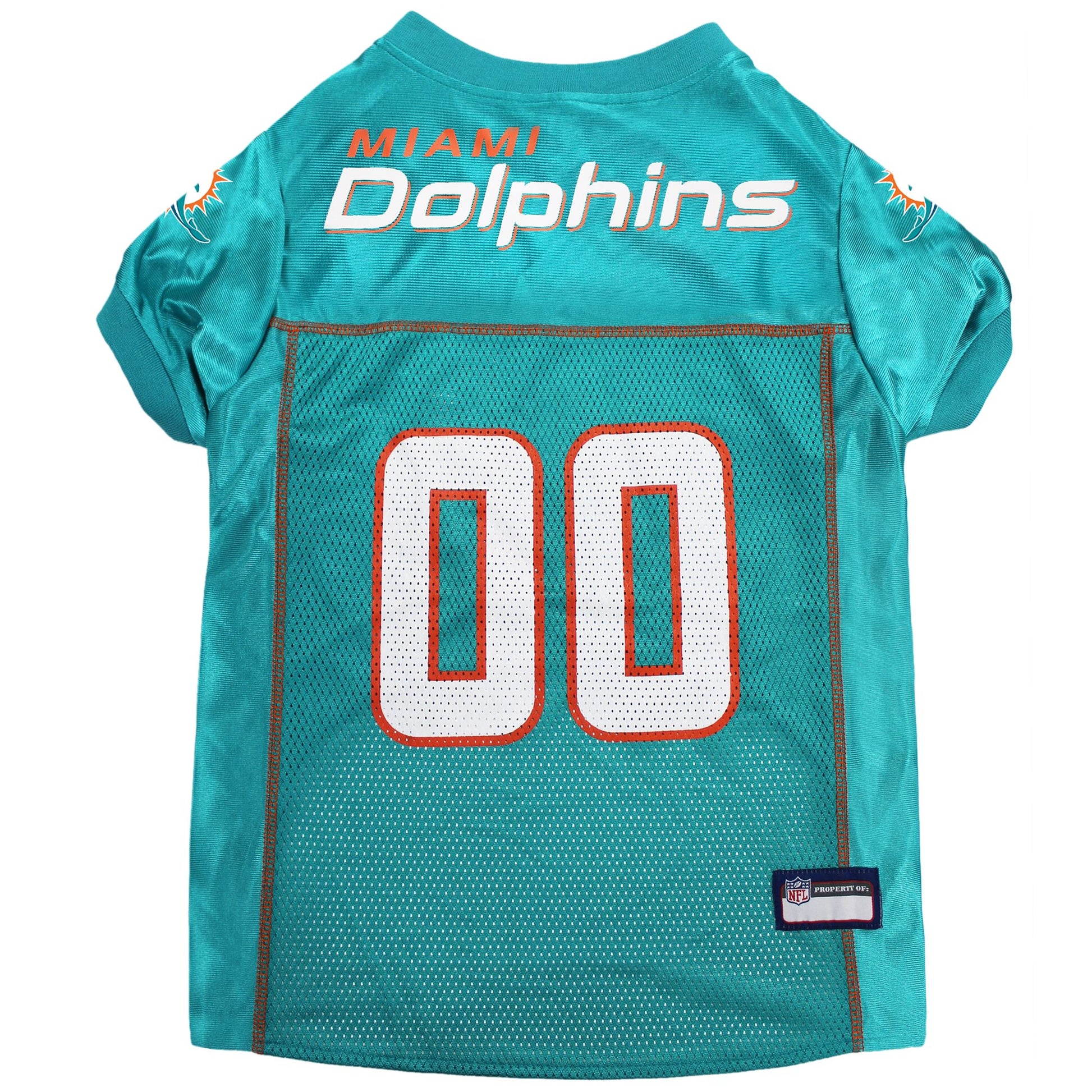 Miami Dolphins Mesh Dog Jersey, Back View - Trendy Dog Boutique