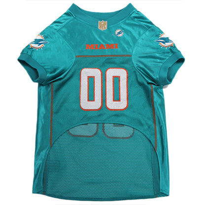 Miami Dolphins Mesh Dog Jersey, Front View - Trendy Dog Boutique