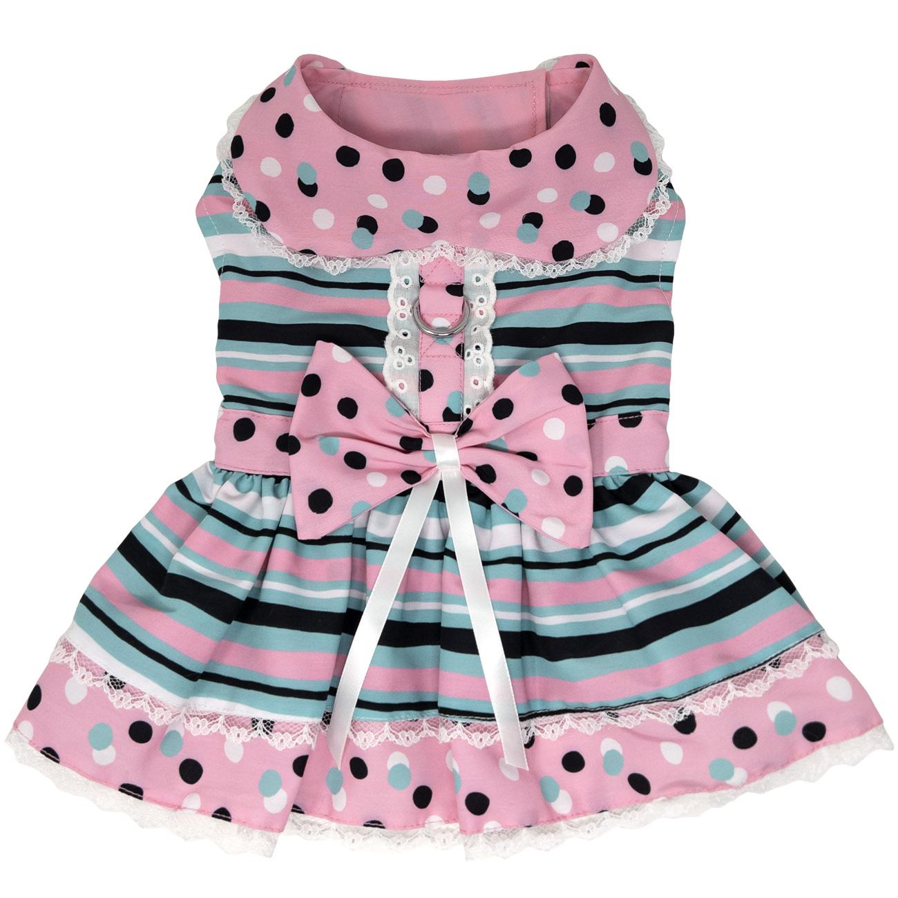 Dots & Stripes Dog Harness Dress - Trendy Dog Boutique