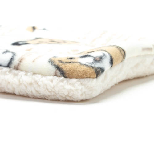 Flat Plush Fleece Dog Bed - Dog Faces  - Trendy Dog Boutique