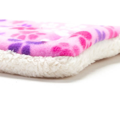 Flat Plush Fleece Dog Bed - Pink Paw Prints - Trendy Dog Boutique