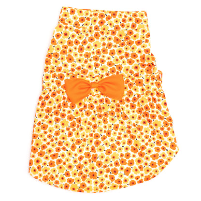 Fleurs Orange and Yellow Floral Doggie Dress - Trendy Dog Boutique