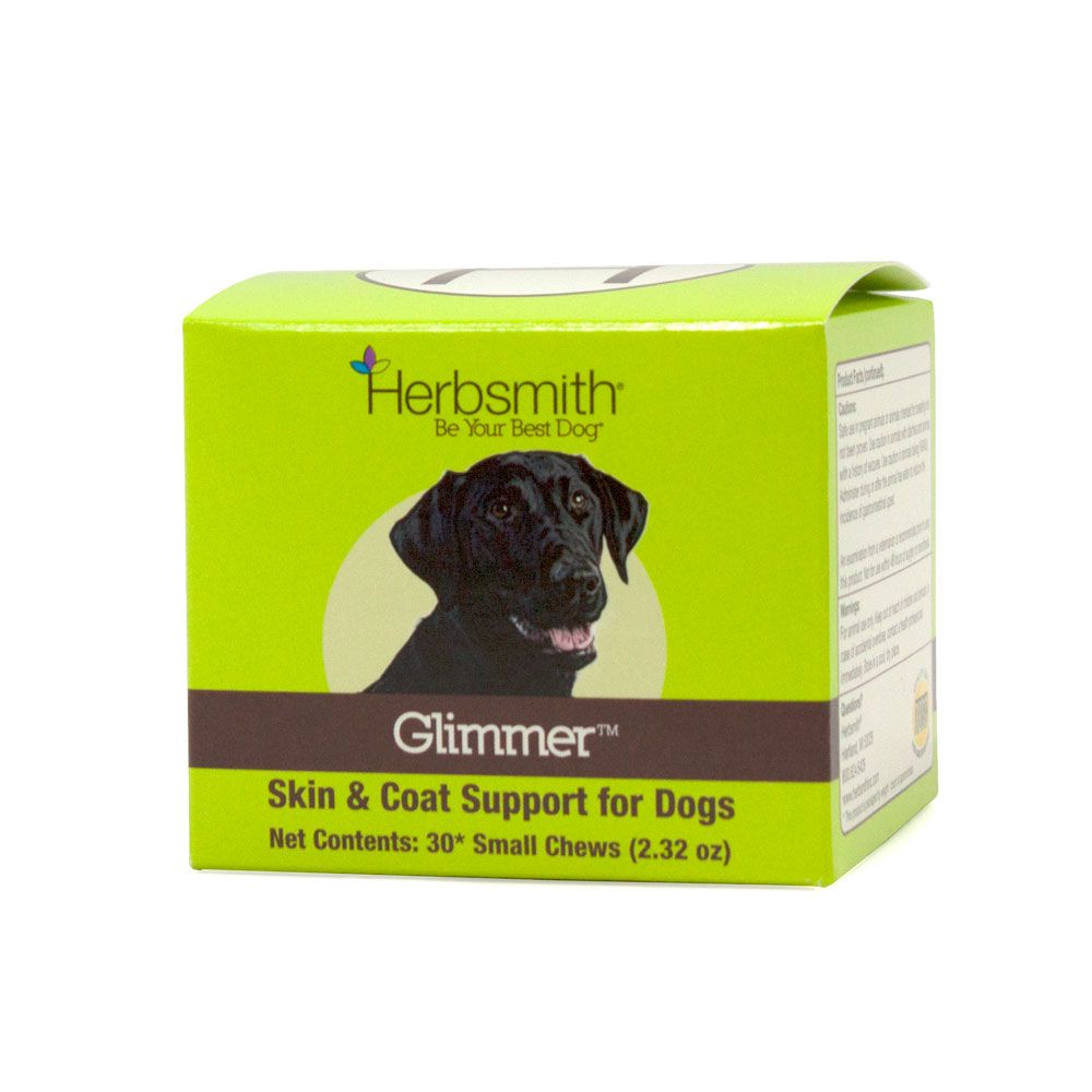 Glimmer: Dog Skin & Coat Support, packaging - Trendy Dog Boutique