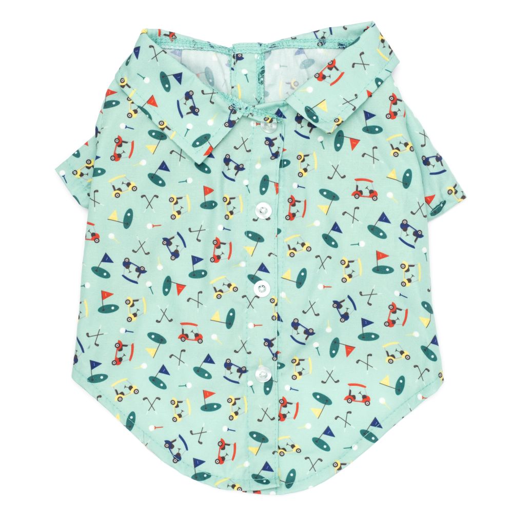 Golf Dog Shirt, Flat, Front View - Trendy Dog Boutique