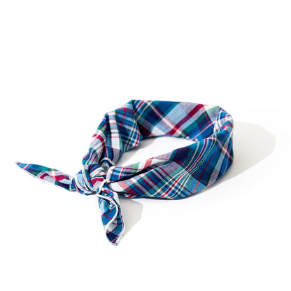 Madras Navy Multi Color Plaid Classic Bandana - Trendy Dog Boutique