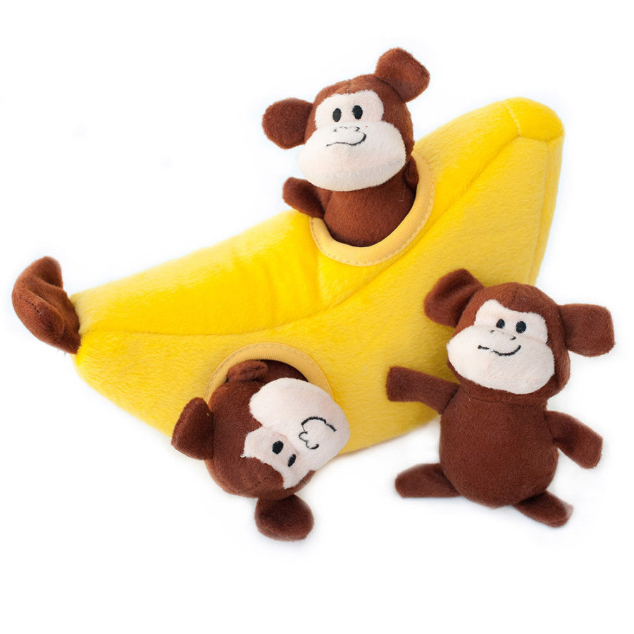 Monkey N Banana Interactive Dog Toy, Side View - Trendy Dog Boutique