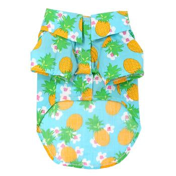 Pineapple Luau Hawaiian Doggie Shirt, Bottom View - Trendy Dog Boutique