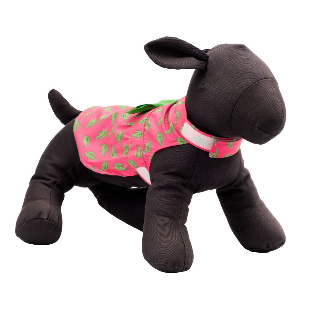Pink & Green Alligator Dog Dress, on mannequin - Trendy Dog Boutique 