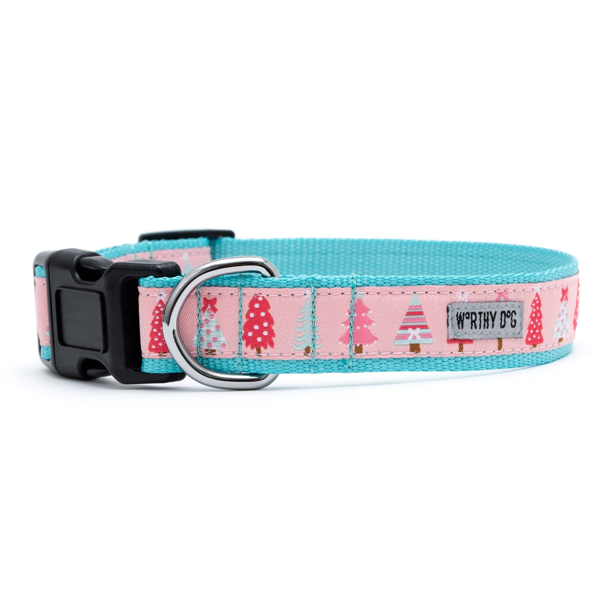 Pink Holiday Trees Dog Collar - Trendy Dog Boutique