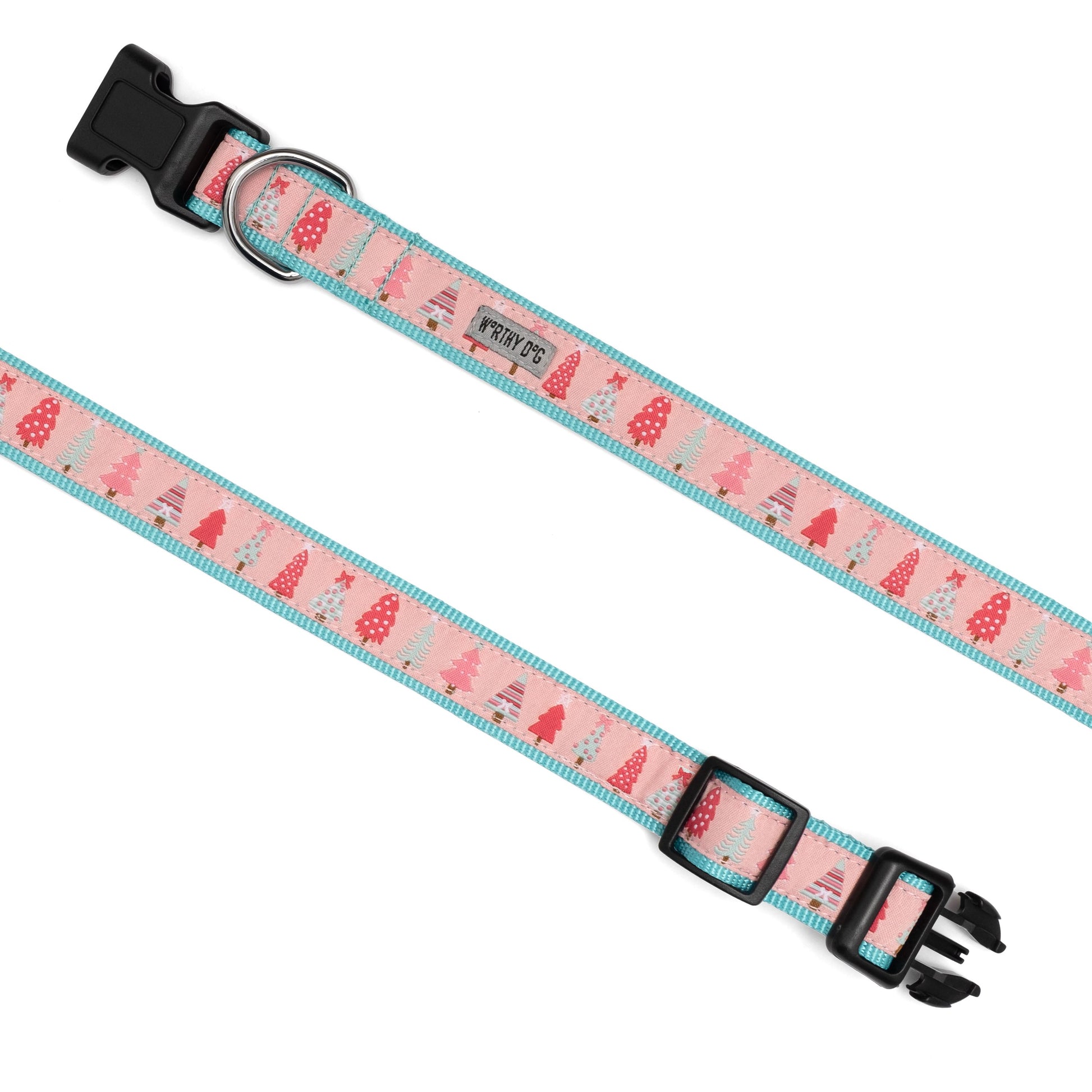 Pink Holiday Trees Dog Collar - Trendy Dog Boutique