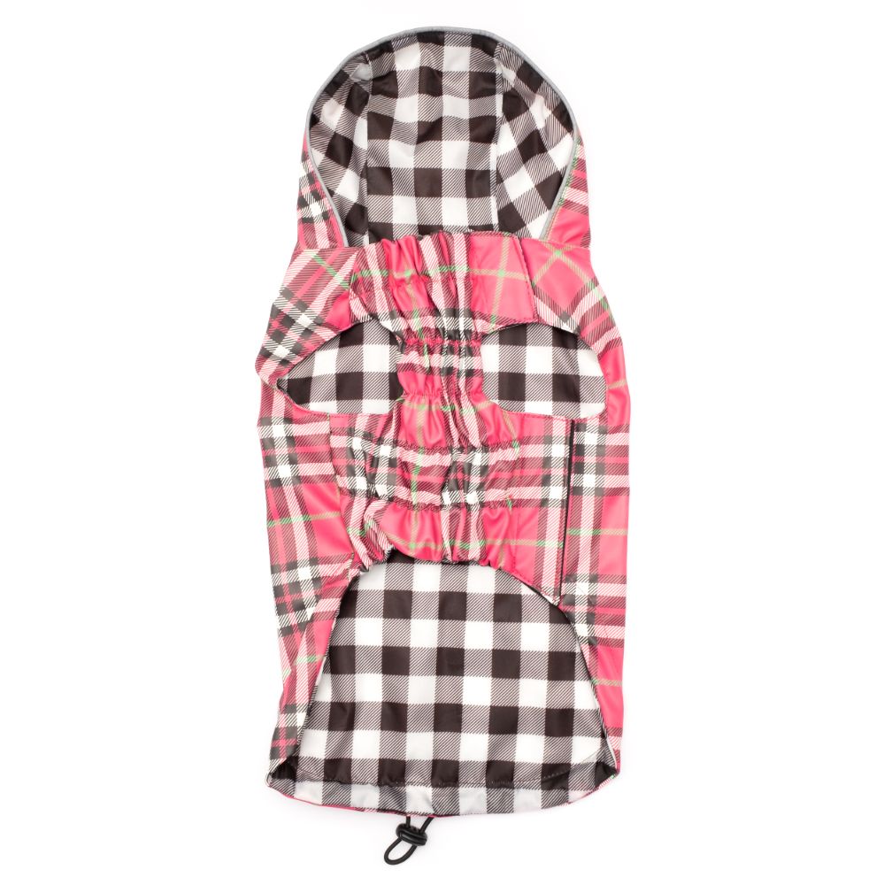 London Plaid Dog Raincoat, Pink, Bottom View - Trendy Dog Boutique