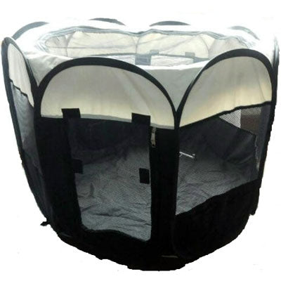 Lightweight Collapsible Travel Dog Play Pen, Black & White - Trendy Dog Boutique