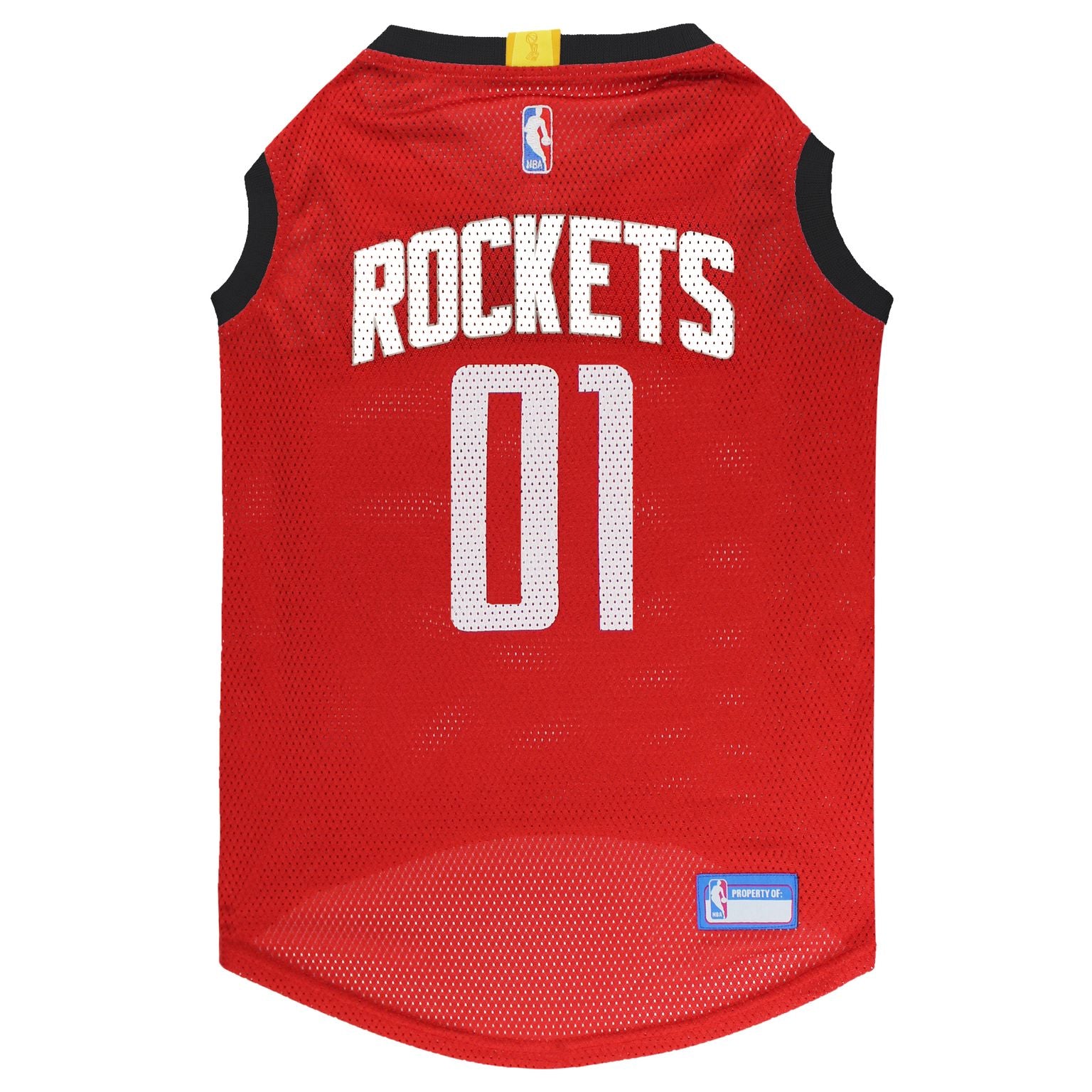 Houston Rockets Mesh Dog Jersey, Back View - Trendy Dog Boutique