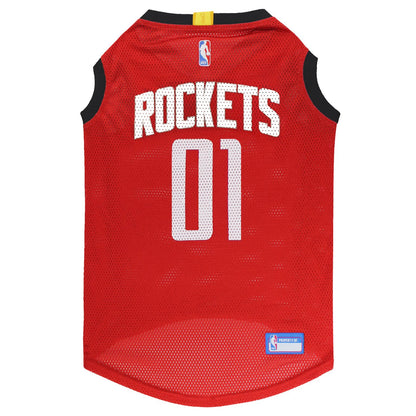 Houston Rockets Mesh Dog Jersey, Back View - Trendy Dog Boutique