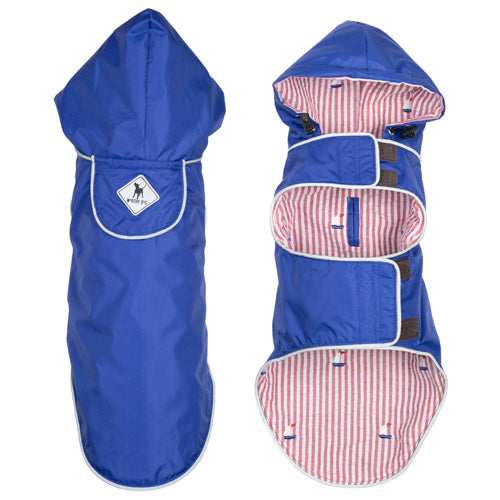 Seattle Slicker Dog Raincoat, Blue Sailboat - Trendy Dog Boutique