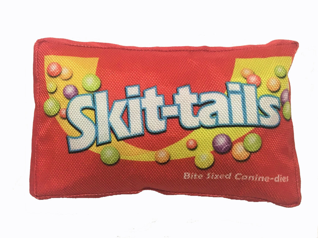 Skit-Tails Candy Dog Toy, Front View - Trendy Dog Boutique