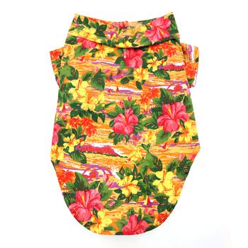 Sunset Hibiscus Hawaiian Doggie Shirt, Back View - Trendy Dog Boutique