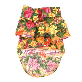 Sunset Hibiscus Hawaiian Doggie Shirt, Front View - Trendy Dog Boutique