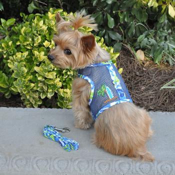 Cool Mesh Dog Harness  Surfboard Blue and Green - Trendy Dog Boutique