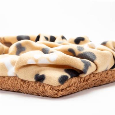 Premium Tan Bones & Paws Nesting Dog Bed, Close Up - Trendy Dog Boutique
