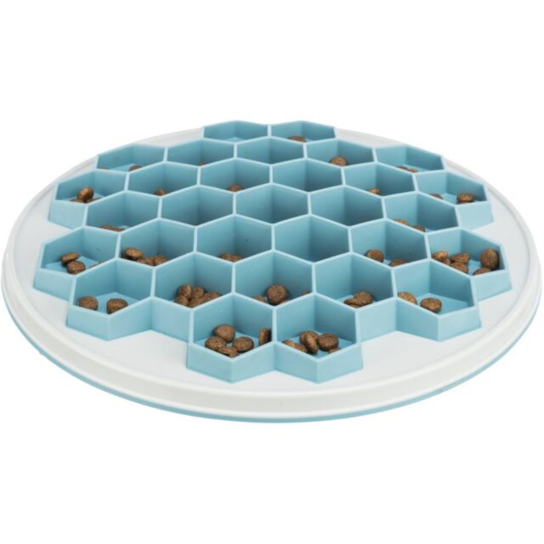 Honeycomb Slow Feeder Dog Bowl, Side View - Trendy Dog Boutique