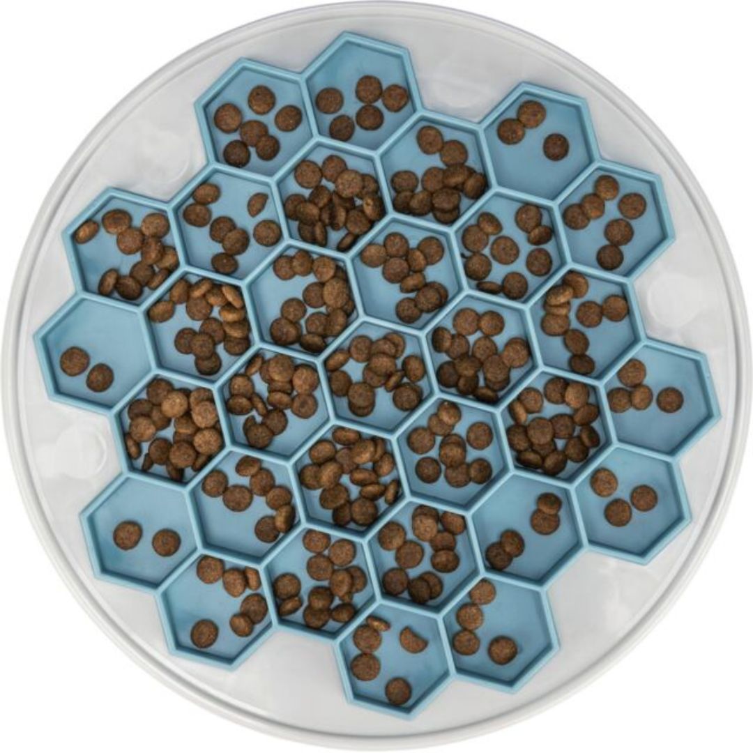 Honeycomb Slow Feeder Dog Bowl, Top View - Trendy Dog Boutique