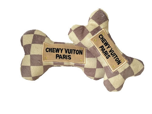 Chewy Vuiton Checker Plush Dog Toy, Two Toys - Trendy Dog Boutique